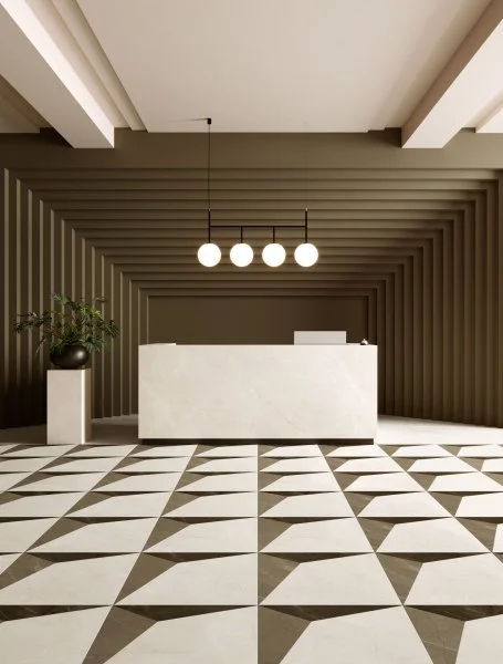 Керамогранит Coliseum Фьямма Уайт Вставка Фрэйм 60х60 (Натуральный и Реттифицированный) в Иркутске