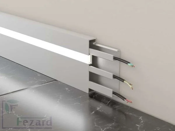 Алюминиевый плинтус Fezard Кабельный ALP-G80-LF Алюминий 80*15*2500 мм в Иркутске